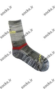 جوراب ساقدار طوسی روشن حوله ای نوار قرمز